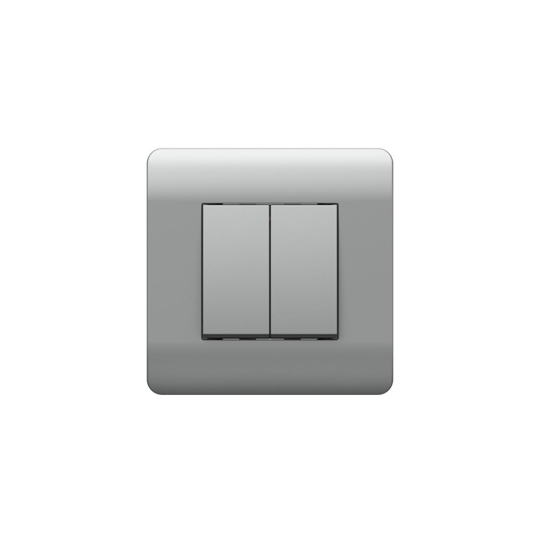 (NEW3-E) Переключатель 2-клавишный, 10А, серебряный