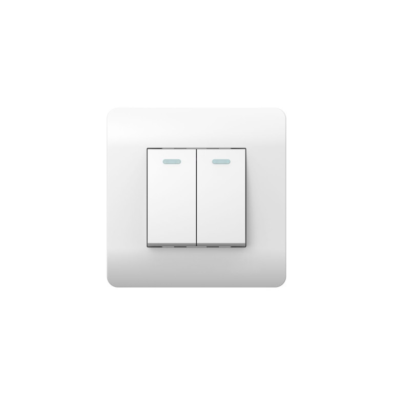 (NEW3-E) Выключатель 2-клавишный с подсветкой, 10А, белый