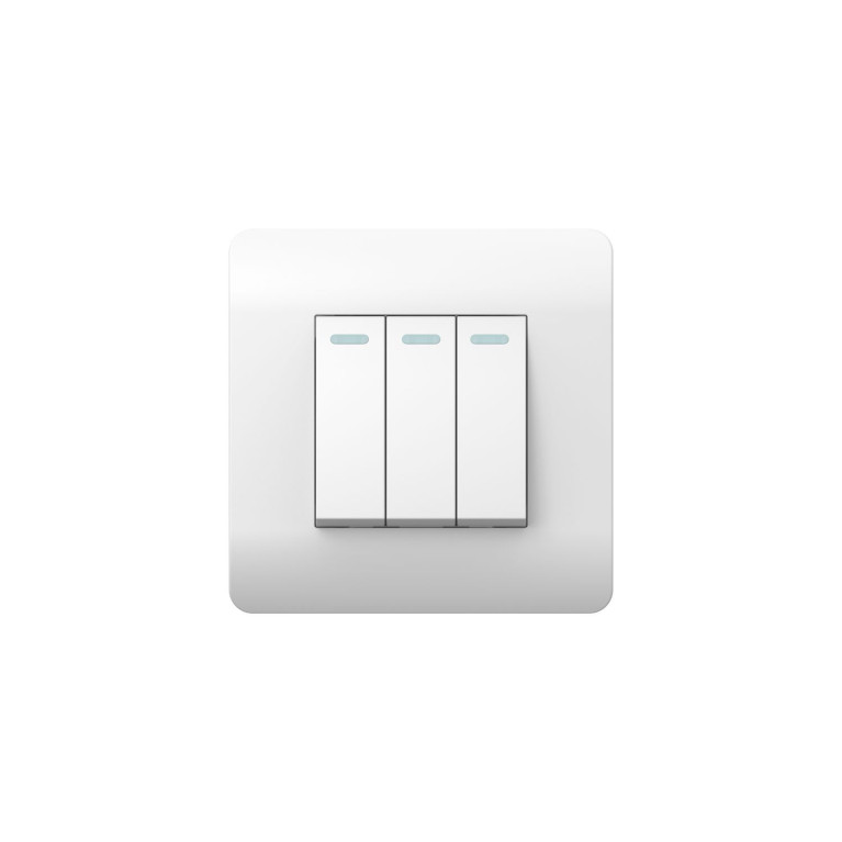 (NEW3-E) Переключатель 3-клавишный с подсветкой, 10А, белый