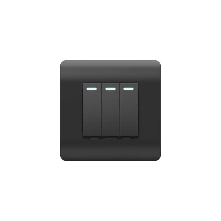 (NEW3-E) Переключатель 3-клавишный с подсветкой, 10А, черный